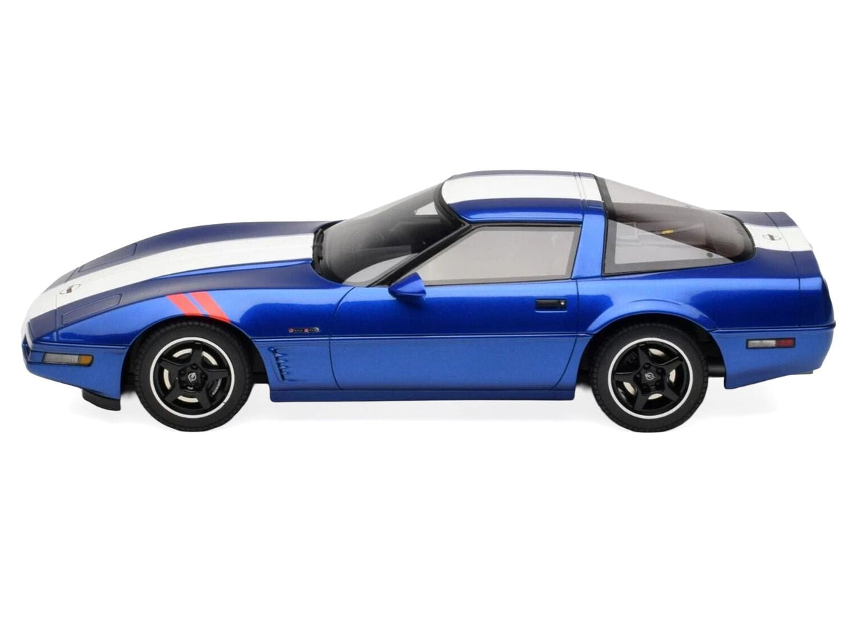 1996 Chevrolet Corvette C4 Grand Sport Blue Metallic with White Stripe 1/18 Model Car by GT Spirit-GT Spirit-ModelCars.com