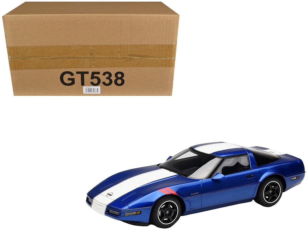 1996 Chevrolet Corvette C4 Grand Sport Blue Metallic with White Stripe 1/18 Model Car by GT Spirit-GT Spirit-ModelCars.com