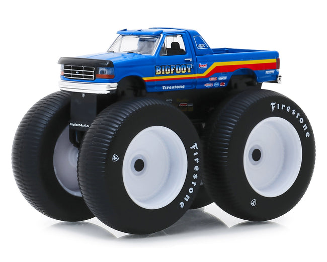1996 Ford F-250 Monster Truck "Bigfoot 7" Metallic Blue with Stripes "Kings of Crunch" Series 5 1/64 Diecast Model Car by Greenlight-Greenlight-ModelCars.com