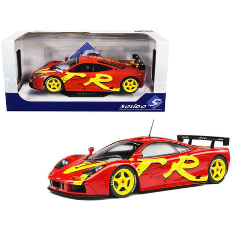 1996 McLaren F1 GTR Short Tail Launch Livery Red with Yellow Graphics 1/18 Diecast Model Car by Solido - Solido - ModelCars.com