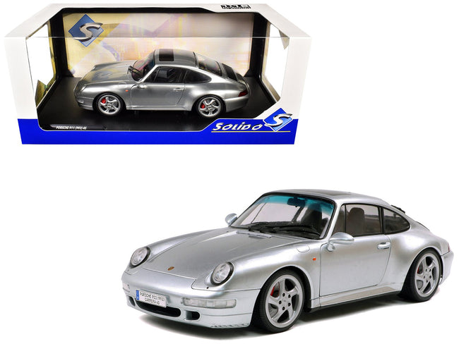 1996 Porsche 911 (993) 4S Polar Silver Metallic 1/18 Diecast Model Car by Solido-Solido-ModelCars.com