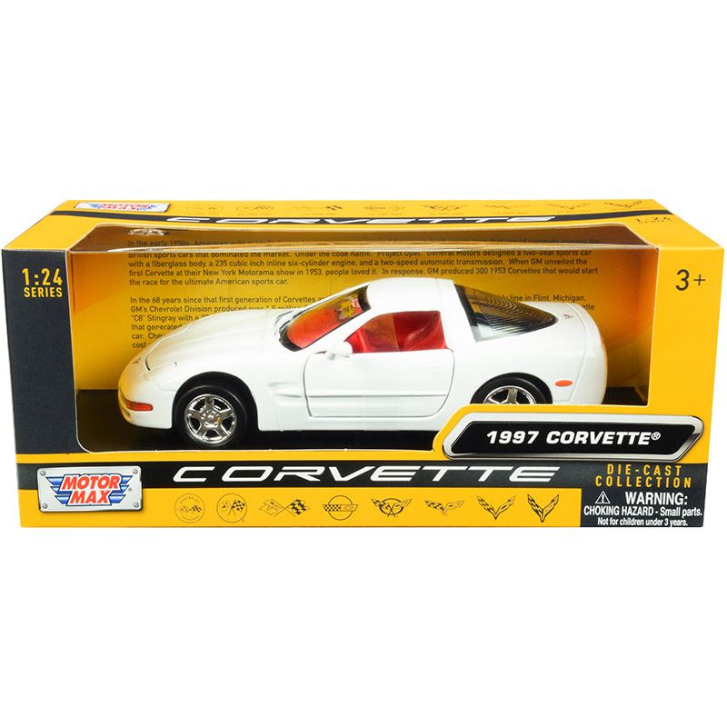 1997 Chevrolet Corvette C5 Coupe White with Red Interior "History of Corvette" Series 1/24 Diecast Model Car by Motormax - Motormax - ModelCars.com