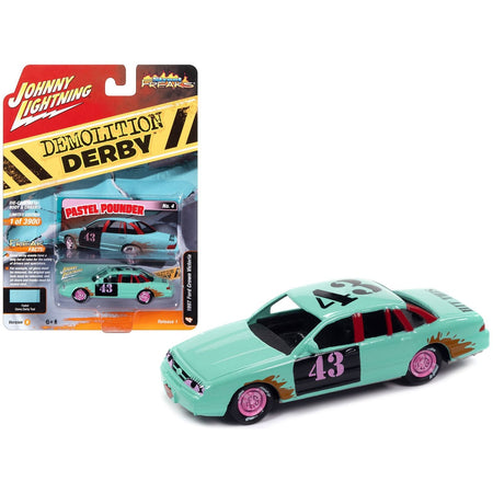 1997 Ford Crown Victoria 43 Fade Demo Derby Teal "Demolition Derby" Limited Edition to 3900 pieces Worldwide "Street Freaks" Series 1/64 Diecast Model Car by Johnny Lightning-Johnny Lightning-ModelCars.com