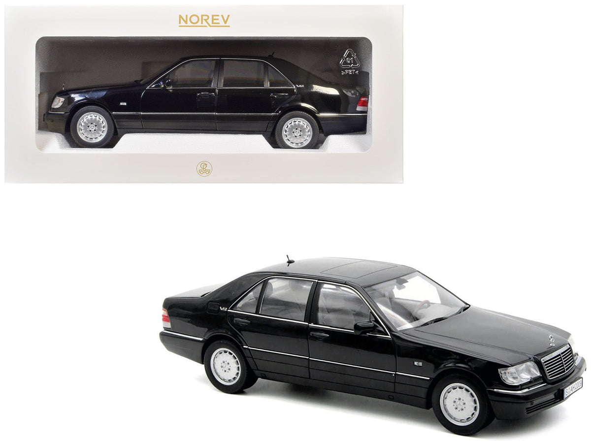 1997 Mercedes-Benz S600 Obsidian Black Metallic 1/18 Diecast Model Car by Norev-Norev-ModelCars.com