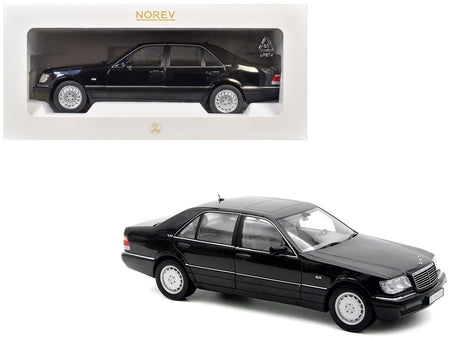1997 Mercedes-Benz S600 Obsidian Black Metallic 1/18 Diecast Model Car by Norev-Norev-ModelCars.com