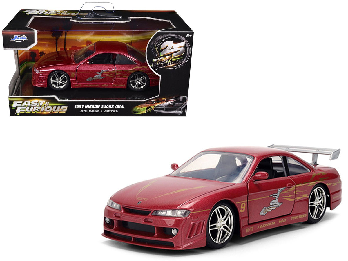 1997 Nissan 240SX (S14) Light Red Metallic with Graphics "The Fast and the Furious" (2001) Movie "25 Years of Fast & Furious" Series 1/32 Diecast Car Model by Jada-Jada-ModelCars.com