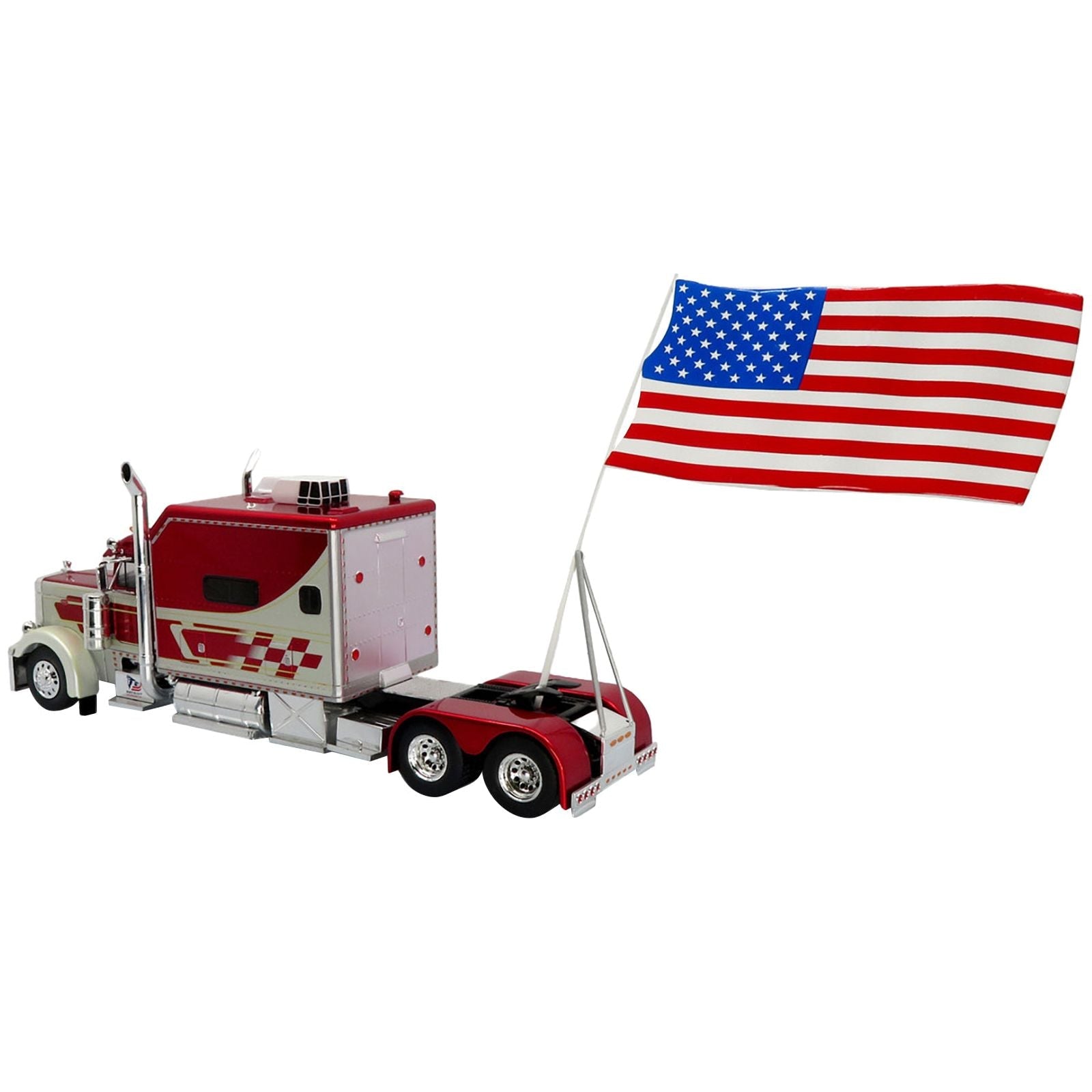 1997 Peterbilt 379 Tractor Truck White and Red Metallic with American Flag Limited Edition to 504 pieces Worldwide "Vintage Heavy Haul Truck Collection" 1/43 Diecast Model by Iconic Replicas - Iconic Replicas - ModelCars.com