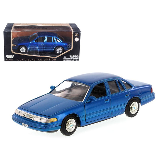 1998 Ford Crown Victoria Blue 1/24 Diecast Model Car by Motormax-Motormax-ModelCars.com