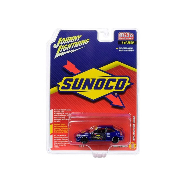 1998 Honda Civic Custom Dark Blue "Sunoco" Limited Edition to 3600 pieces Worldwide 1/64 Diecast Model Car by Johnny Lightning-Johnny Lightning-ModelCars.com