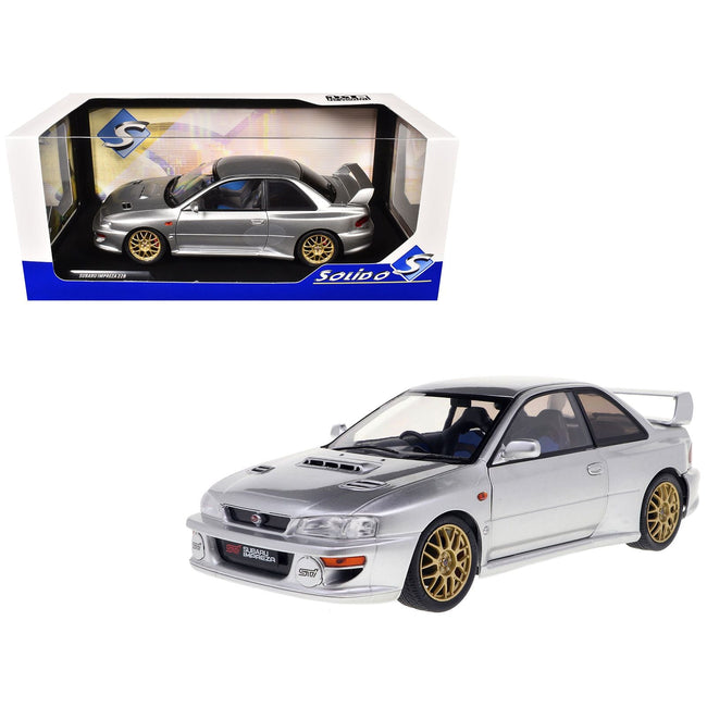 1998 Subaru Impreza 22B RHD (Right Hand Drive) Silver Metallic with Gold Wheels 1/18 Diecast Model Car by Solido-Solido-ModelCars.com