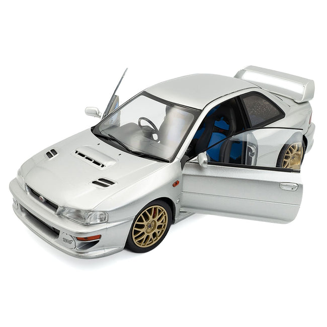 1998 Subaru Impreza 22B RHD (Right Hand Drive) Silver Metallic with Gold Wheels 1/18 Diecast Model Car by Solido-Solido-ModelCars.com