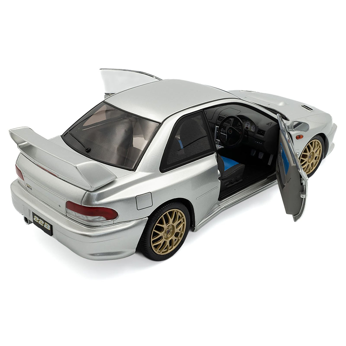 1998 Subaru Impreza 22B RHD (Right Hand Drive) Silver Metallic with Gold Wheels 1/18 Diecast Model Car by Solido-Solido-ModelCars.com