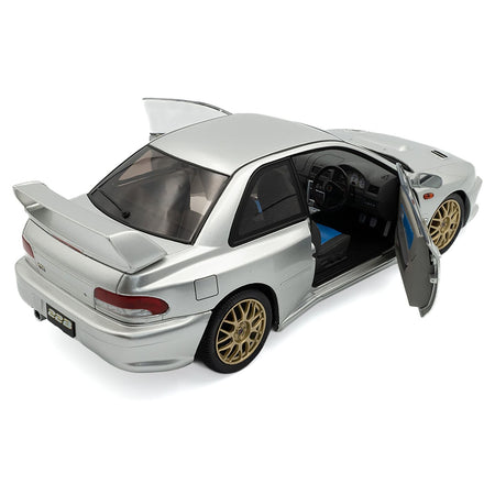 1998 Subaru Impreza 22B RHD (Right Hand Drive) Silver Metallic with Gold Wheels 1/18 Diecast Model Car by Solido-Solido-ModelCars.com