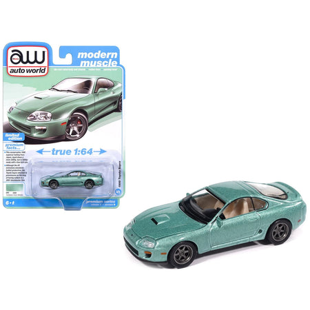 1998 Toyota Supra Caribbean Green Metallic "Modern Muscle" Series 1/64 Diecast Model Car by Auto World-Autoworld-ModelCars.com