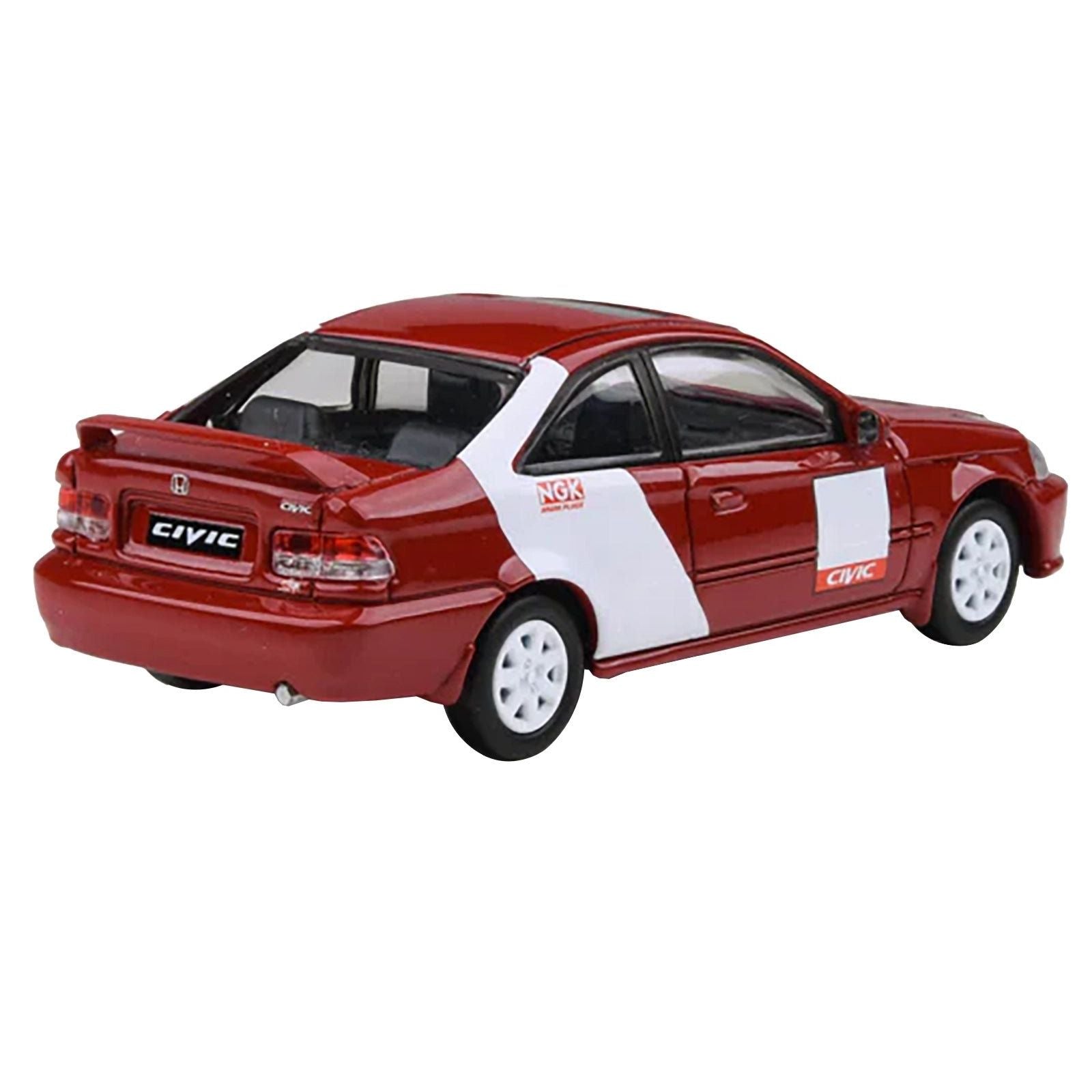 1999 Honda Civic Si EM1 "Kanjo Livery" Red with White Stripes 1/64 Diecast Model Car by Paragon Models - Paragon - ModelCars.com
