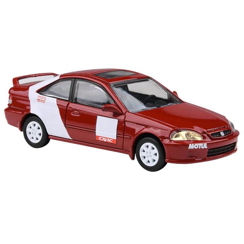 1999 Honda Civic Si EM1 "Kanjo Livery" Red with White Stripes 1/64 Diecast Model Car by Paragon Models - Paragon - ModelCars.com