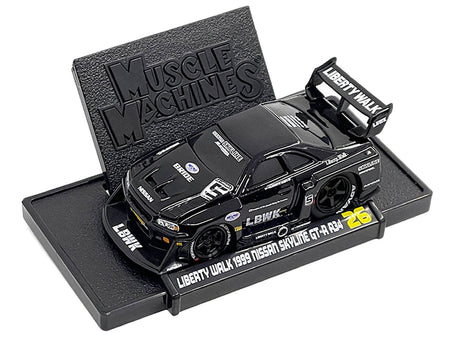1999 Nissan Skyline GT-R (R34) #5 "Liberty Walk" Black 1/64 Diecast Model Car by Muscle Machines-Muscle Machines-ModelCars.com