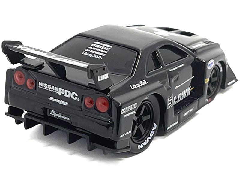 1999 Nissan Skyline GT-R (R34) #5 "Liberty Walk" Black 1/64 Diecast Model Car by Muscle Machines-Muscle Machines-ModelCars.com