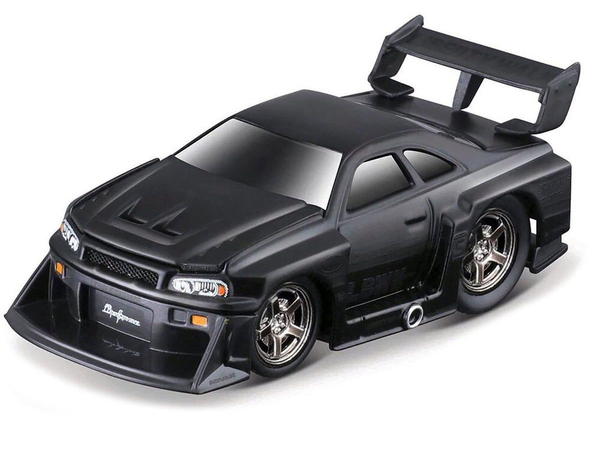 1999 Nissan Skyline GT-R (R34) #5 "Liberty Walk" Matt Black 1/64 Diecast Model Car by Muscle Machines-Muscle Machines-ModelCars.com