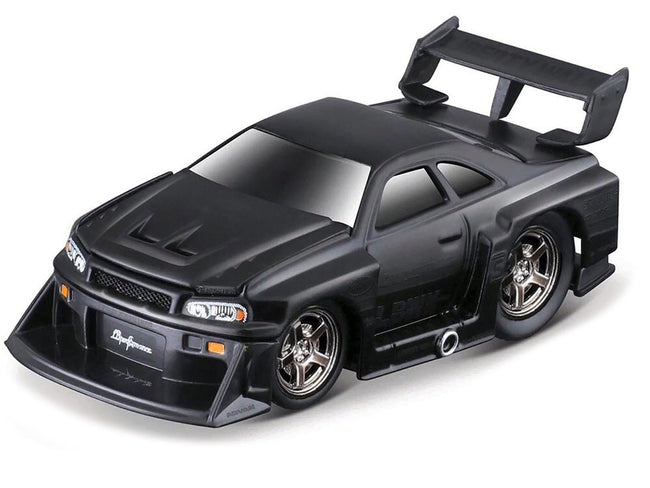 1999 Nissan Skyline GT-R (R34) #5 "Liberty Walk" Matt Black 1/64 Diecast Model Car by Muscle Machines-Muscle Machines-ModelCars.com