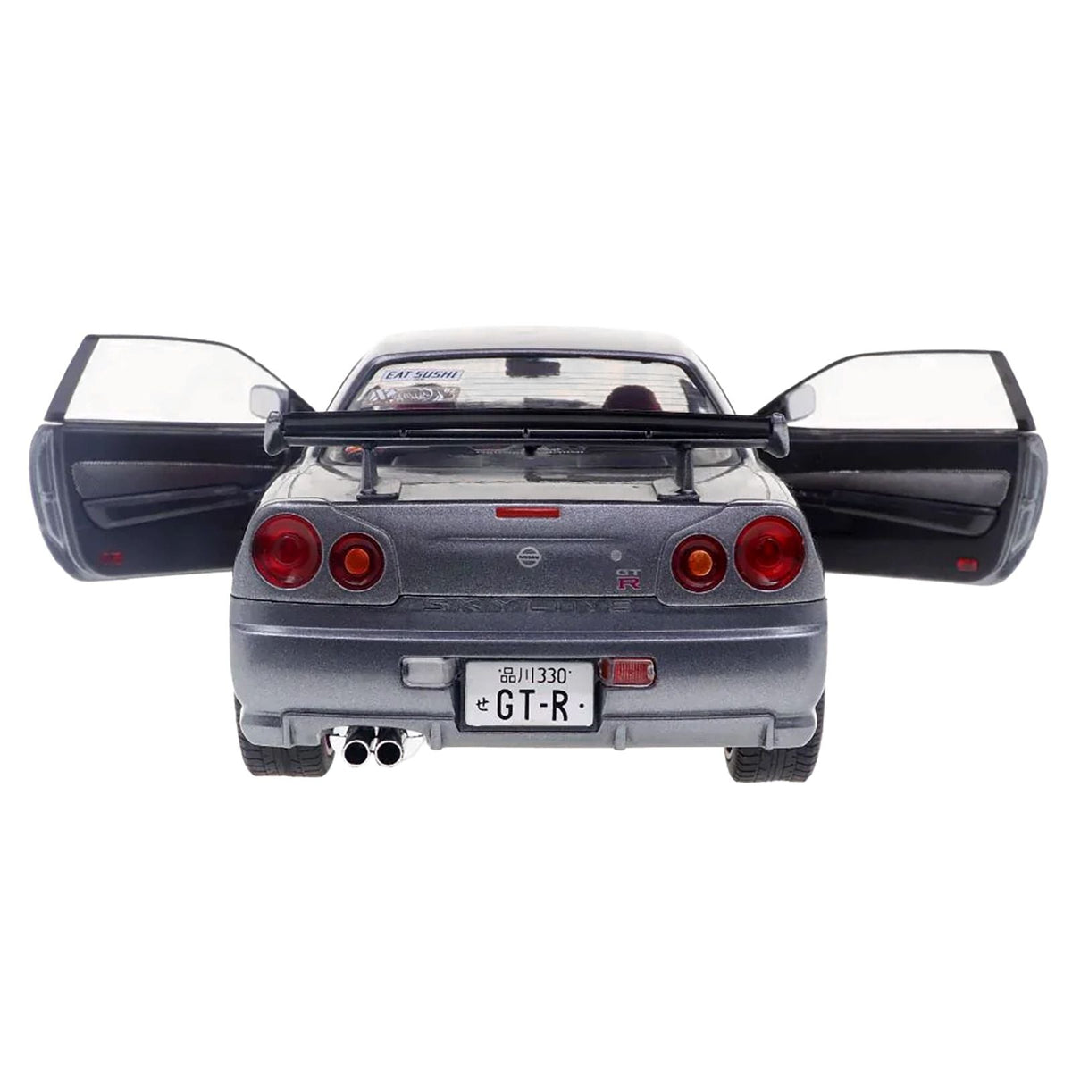 1999 Nissan Skyline GT-R (R34) RHD (Right Hand Drive) Silver Metallic with Purple Wheels 1/18 Diecast Model Car by Solido-Solido-ModelCars.com