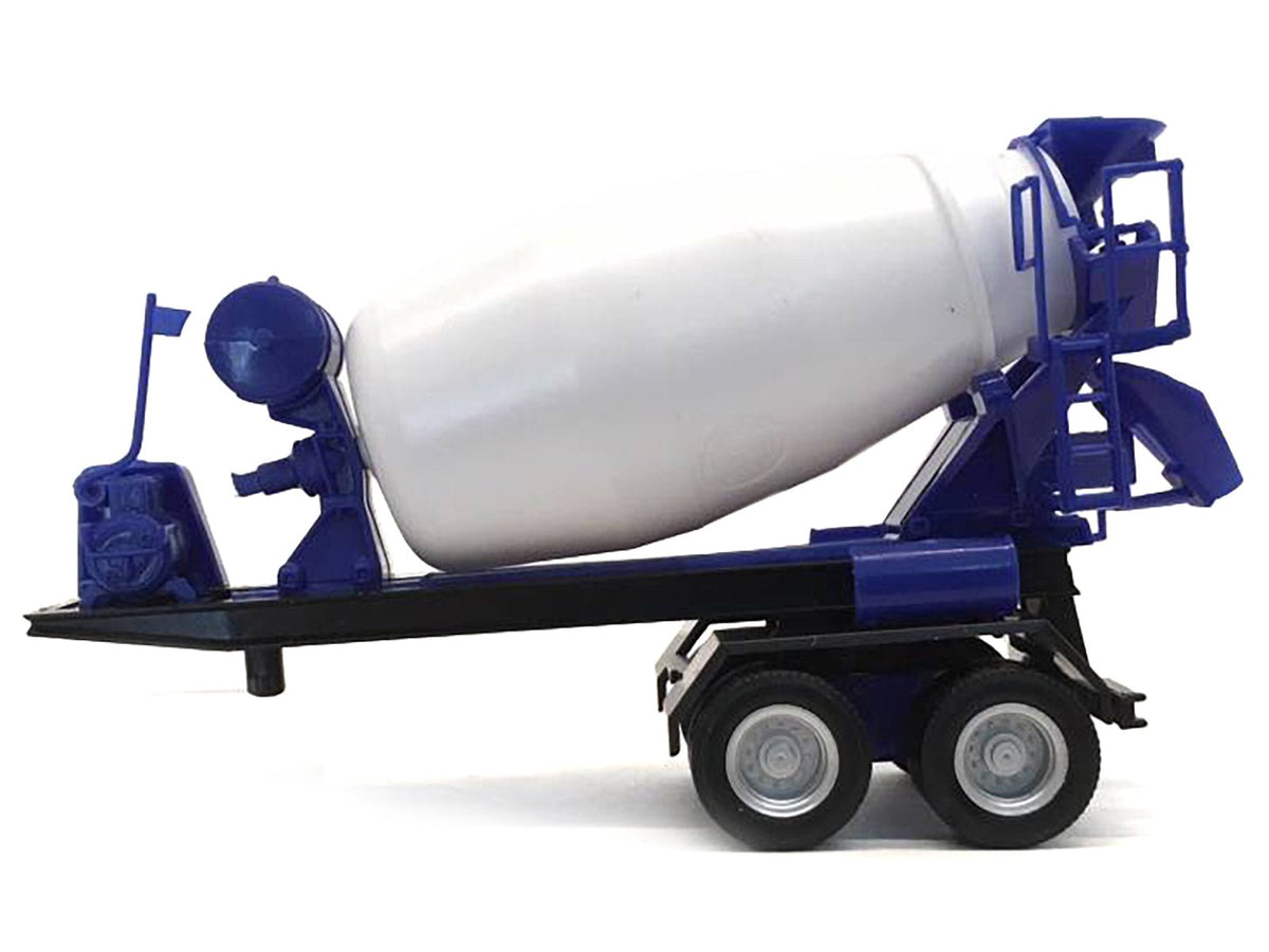 2-Axle Cement Mixer Trailer White and Blue 1/87 (HO) Plastic Model by Promotex-Promotex-ModelCars.com