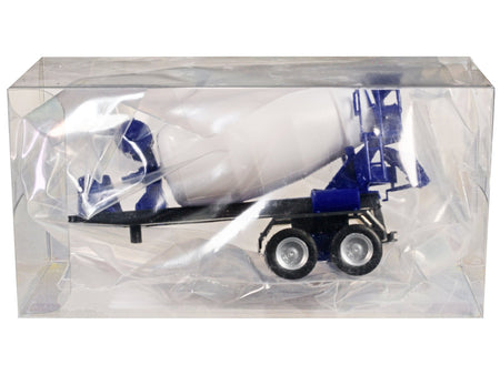 2-Axle Cement Mixer Trailer White and Blue 1/87 (HO) Plastic Model by Promotex-Promotex-ModelCars.com