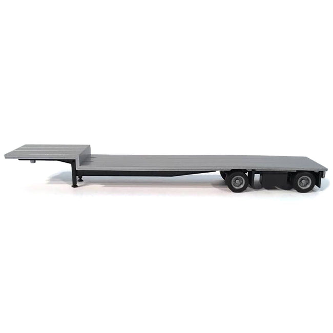 2-Axle Dropdeck Flatbed Trailer Silver Top 1/87 (HO) Plastic Model by Promotex-Promotex-ModelCars.com