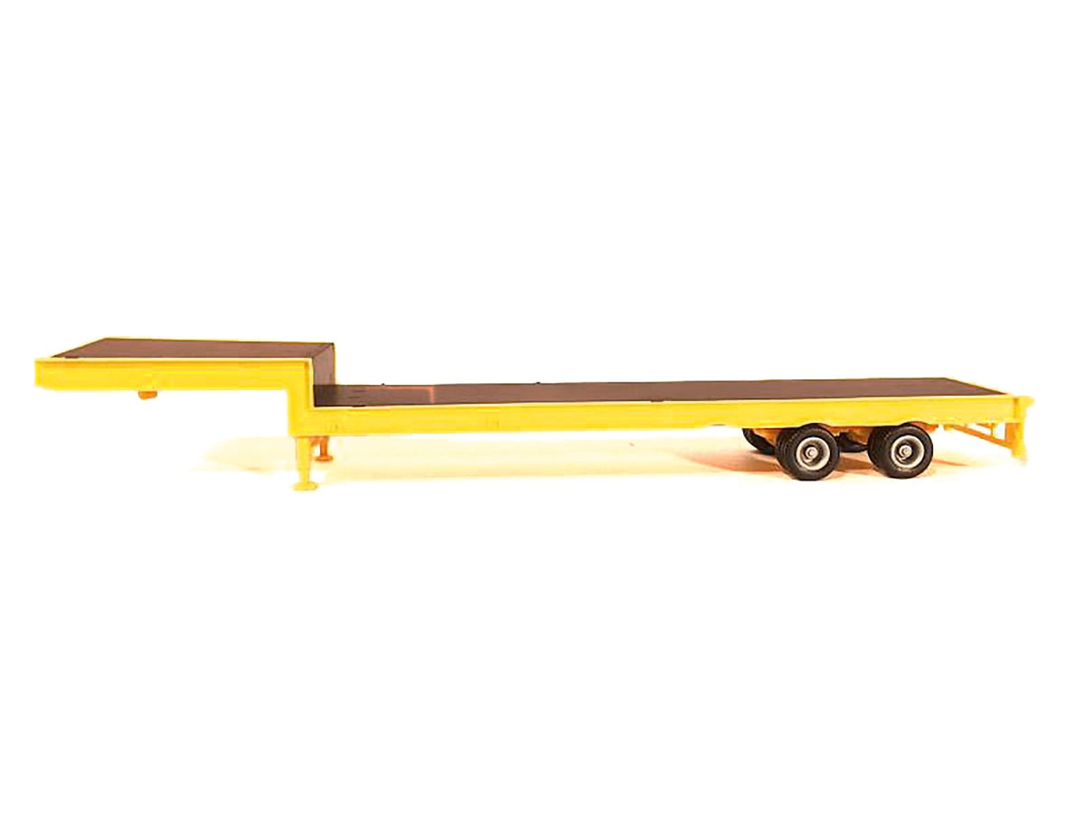 2-Axle Step Deck Equipment Trailer with Ramps Yellow 1/87 (HO) Plastic Model by Promotex-Promotex-ModelCars.com