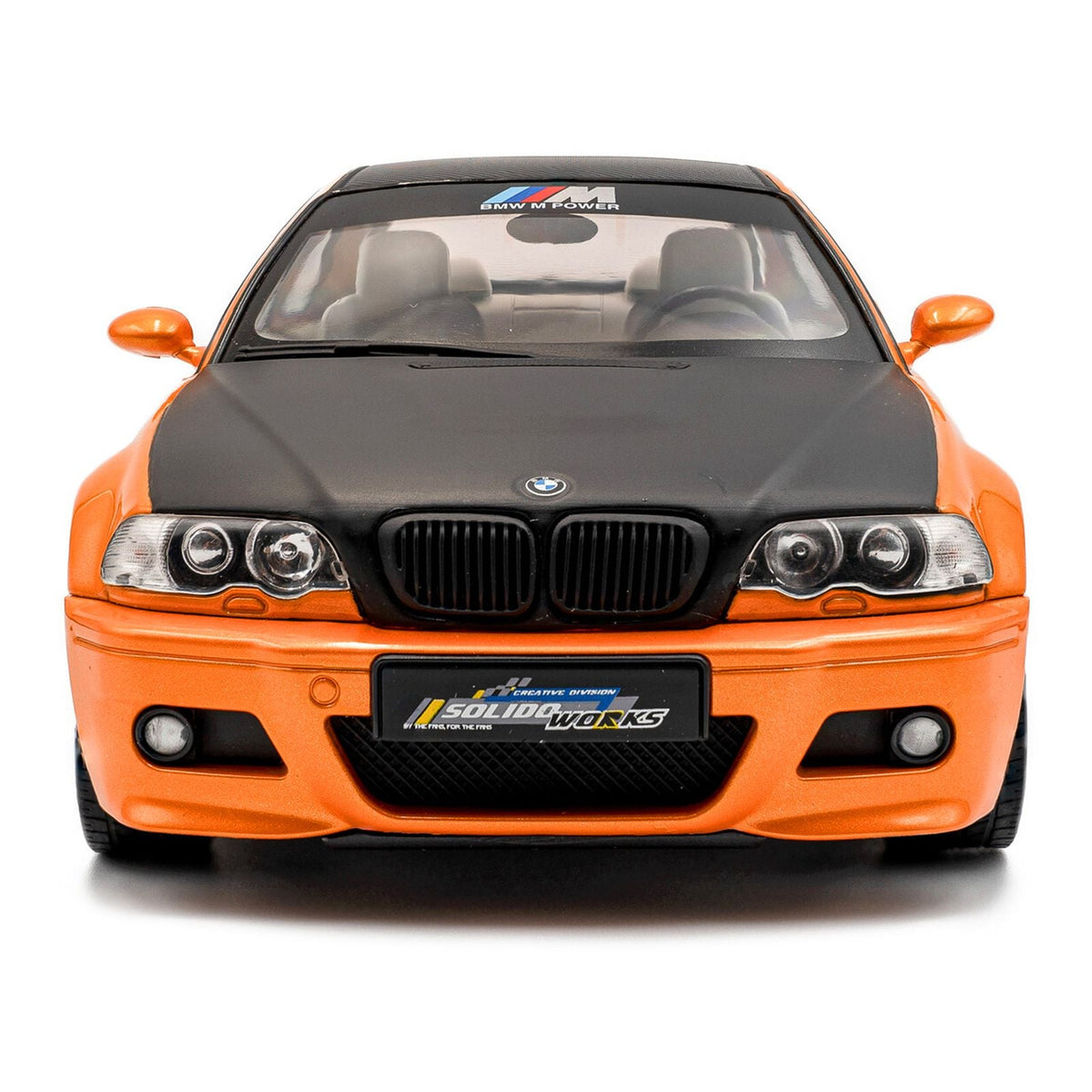 2000 BMW E46 M3 "Solido Works" Orange Metallic with Matt Black Hood and Carbon Top 1/18 Diecast Model Car by Solido-Solido-ModelCars.com