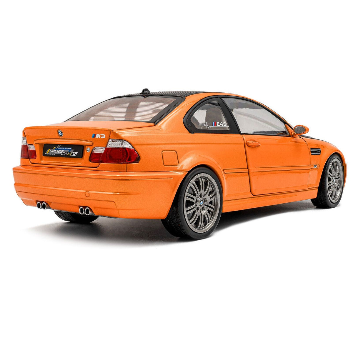 2000 BMW E46 M3 "Solido Works" Orange Metallic with Matt Black Hood and Carbon Top 1/18 Diecast Model Car by Solido-Solido-ModelCars.com