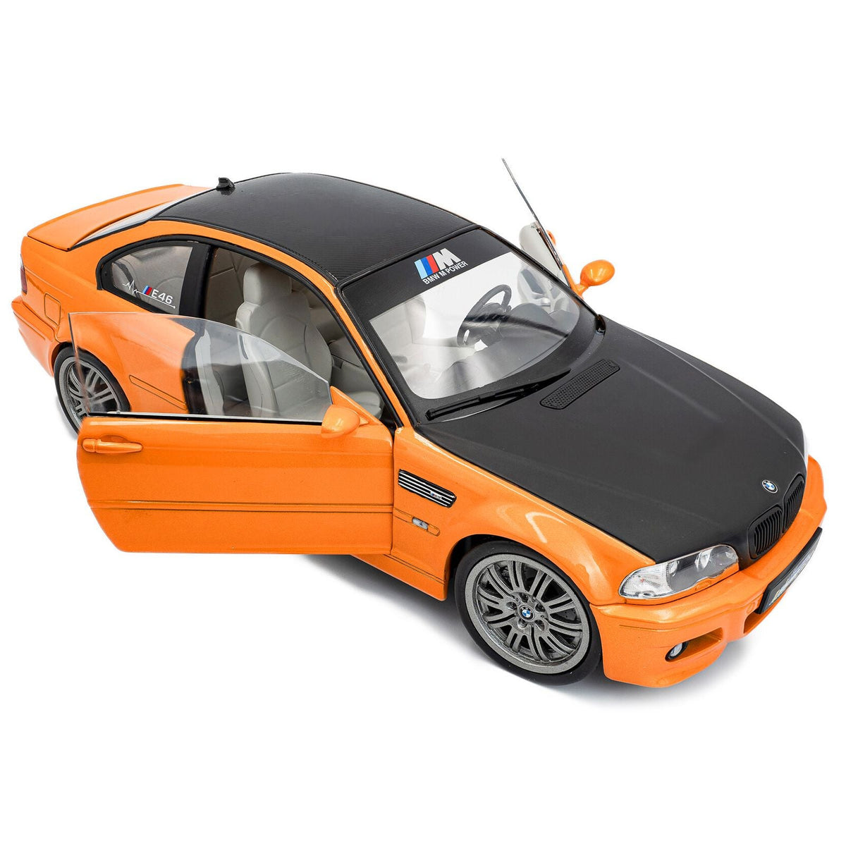 2000 BMW E46 M3 "Solido Works" Orange Metallic with Matt Black Hood and Carbon Top 1/18 Diecast Model Car by Solido-Solido-ModelCars.com