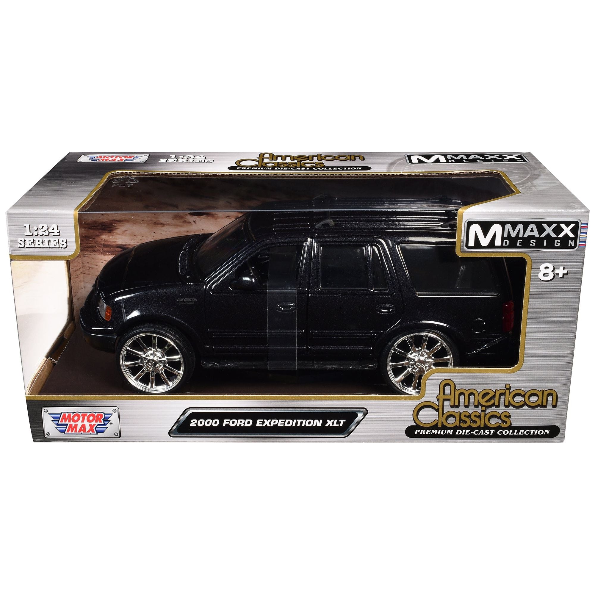 2000 Ford Expedition XLT Black Metallic "Maxx Design" "American Classics" Series 1/24 Diecast Model Car by Motormax - Motormax - ModelCars.com