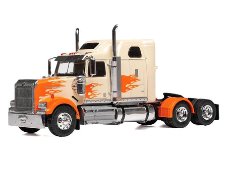 2000 Western Star 4900 Truck Tractor Cream with Orange Flames 1/43 Diecast Model Car by IXO Models-IXO-ModelCars.com