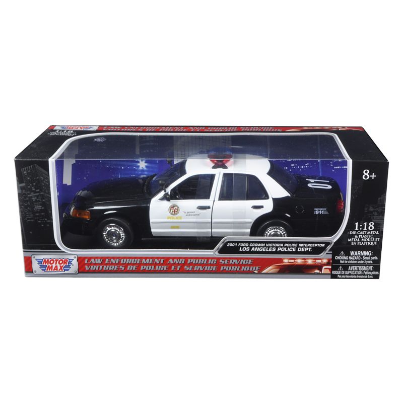 2001 Ford Crown Victoria Los Angeles Police Department LAPD Car 1/18 Diecast Car Model by Motormax-Motormax-ModelCars.com
