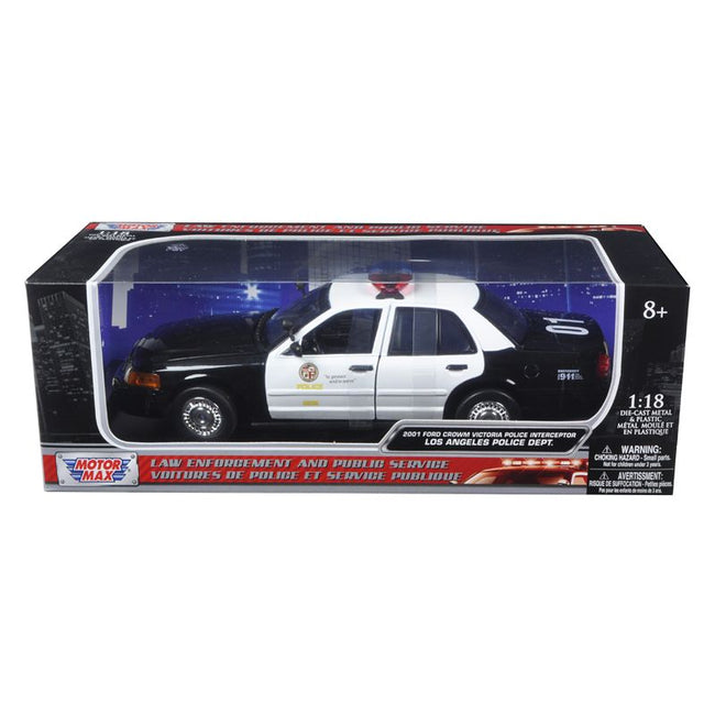 2001 Ford Crown Victoria Los Angeles Police Department LAPD Car 1/18 Diecast Car Model by Motormax-Motormax-ModelCars.com