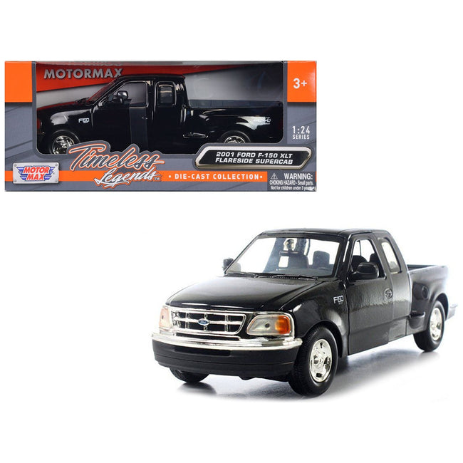 2001 Ford F - 150 XLT Flareside Supercab Pickup Truck Black 1/24 Diecast Car Model by Motormax - Motormax - ModelCars.com