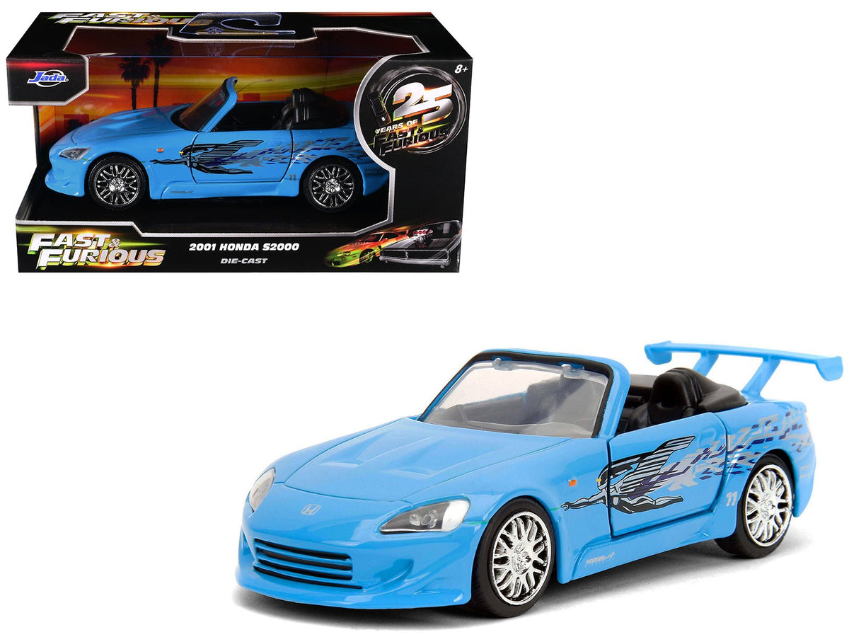 2001 Honda S2000 Convertible Blue with Graphics "Fast & Furious Remix - 25th Anniversary" Series 1/32 Diecast Model Car by Jada-Jada-ModelCars.com