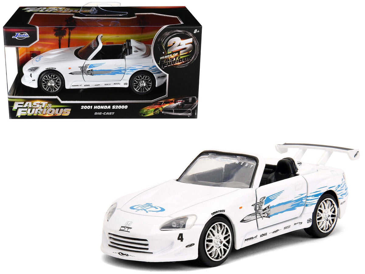 2001 Honda S2000 Convertible White with Graphics "Fast & Furious Remix - 25th Anniversary" Series 1/32 Diecast Model Car by Jada-Jada-ModelCars.com