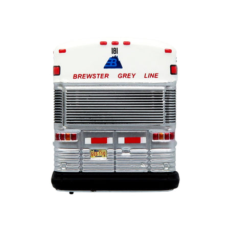 2001 MCI D4000 Coach Bus "Brewster Gray Line" White with Blue Stripes "Vintage Bus & Motorcoach Collection" Limited Edition to 504 pieces Worldwide 1/87 (HO) Diecast Model by Iconic Replicas-Iconic Replicas-ModelCars.com
