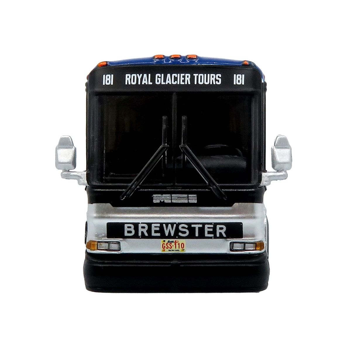 2001 MCI D4000 Coach Bus "Brewster Gray Line" White with Blue Stripes "Vintage Bus & Motorcoach Collection" Limited Edition to 504 pieces Worldwide 1/87 (HO) Diecast Model by Iconic Replicas-Iconic Replicas-ModelCars.com