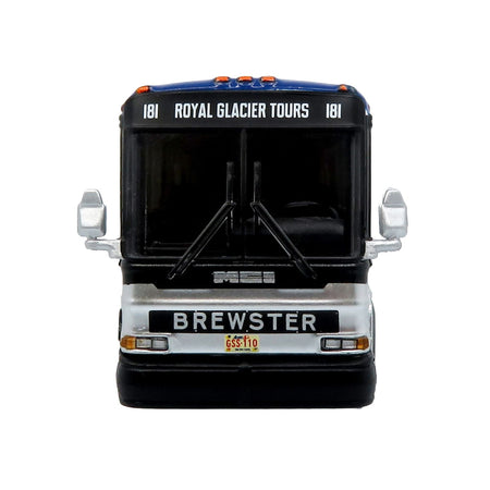 2001 MCI D4000 Coach Bus "Brewster Gray Line" White with Blue Stripes "Vintage Bus & Motorcoach Collection" Limited Edition to 504 pieces Worldwide 1/87 (HO) Diecast Model by Iconic Replicas-Iconic Replicas-ModelCars.com