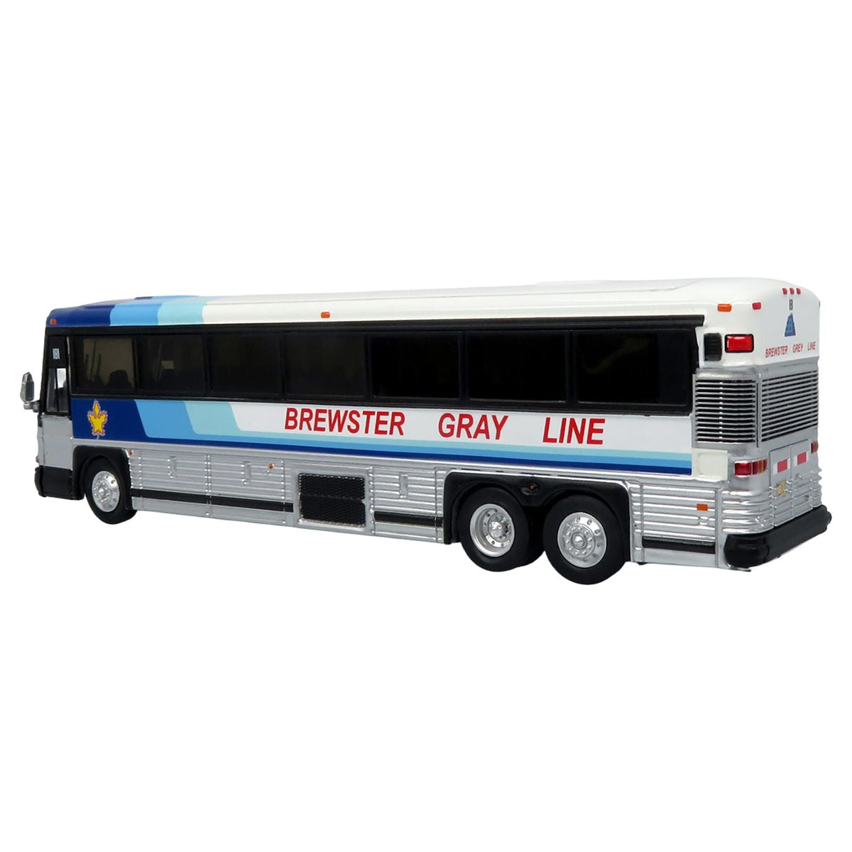 2001 MCI D4000 Coach Bus "Brewster Gray Line" White with Blue Stripes "Vintage Bus & Motorcoach Collection" Limited Edition to 504 pieces Worldwide 1/87 (HO) Diecast Model by Iconic Replicas-Iconic Replicas-ModelCars.com