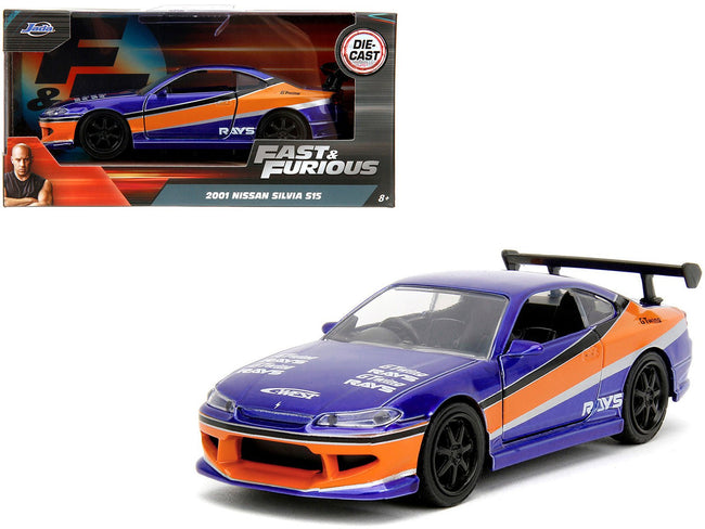 2001 Nissan Silvia S15 RHD (Right Hand Drive) Blue Metallic with Graphics "The Fast and the Furious: Tokyo Drift" (2006) Movie "Fast & Furious" Series 1/32 Diecast Car Model by Jada-Jada-ModelCars.com