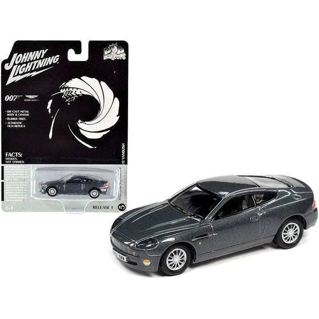 2002 Aston Martin V12 Vanquish Gray Metallic (James Bond 007) "Die Another Day" (2002) Movie "Pop Culture" Series 1/64 Diecast Model Car by Johnny Lightning - Johnny Lightning - ModelCars.com
