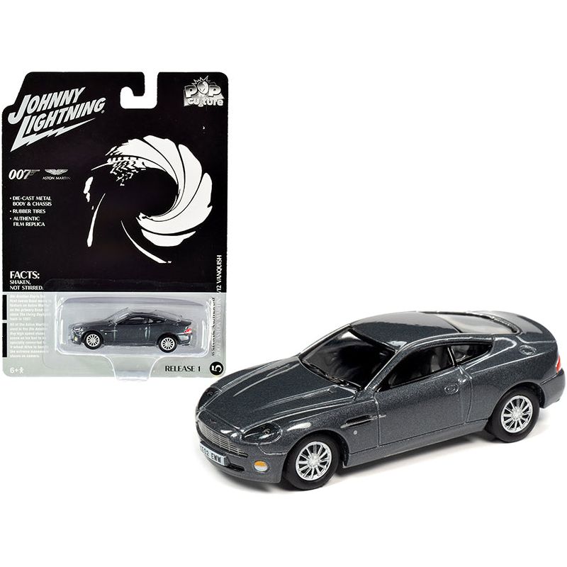 2002 Aston Martin V12 Vanquish Gray Metallic (James Bond 007) "Die Another Day" (2002) Movie "Pop Culture" Series 1/64 Diecast Model Car by Johnny Lightning-Johnny Lightning-ModelCars.com