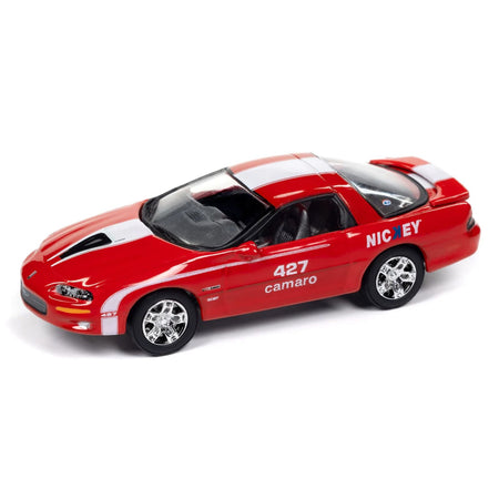 2002 Chevrolet Nickey Camaro ZL1 Bright Rally Red with White Stripes "Muscle Cars USA" Series 1/64 Diecast Model Car by Johnny Lightning-Johnny Lightning-ModelCars.com