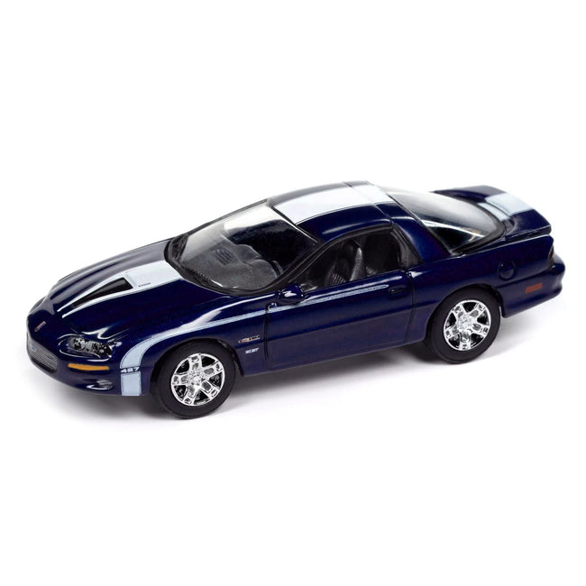 2002 Chevrolet Nickey Camaro ZL1 Navy Blue Metallic with White Stripes "Muscle Cars USA" Series 1/64 Diecast Model Car by Johnny Lightning-Johnny Lightning-ModelCars.com
