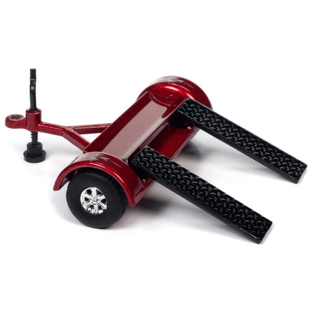 2002 Chevrolet Silverado Pickup Truck Black with Graphics "Hot Rod Customs" and Tow Dolly Red "Tow & Go" Series Limited Edition to 3672 pieces Worldwide 1/64 Diecast Model Car by Johnny Lightning - Johnny Lightning - ModelCars.com