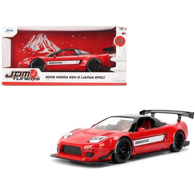 2002 Honda NSX-R RHD (Right Hand Drive) "Bridgestone" Red with Black Top and White Stripes "JDM Tuners" Series 1/24 Diecast Model Car by Jada-Jada-ModelCars.com